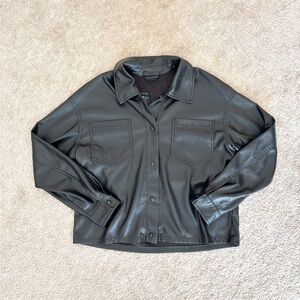 Fahsyee Faux Leather Thin Button Up Jacket
